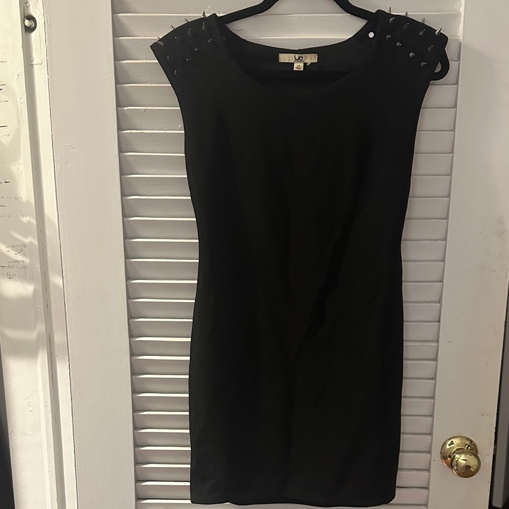 Black Studded Shoulder Dress